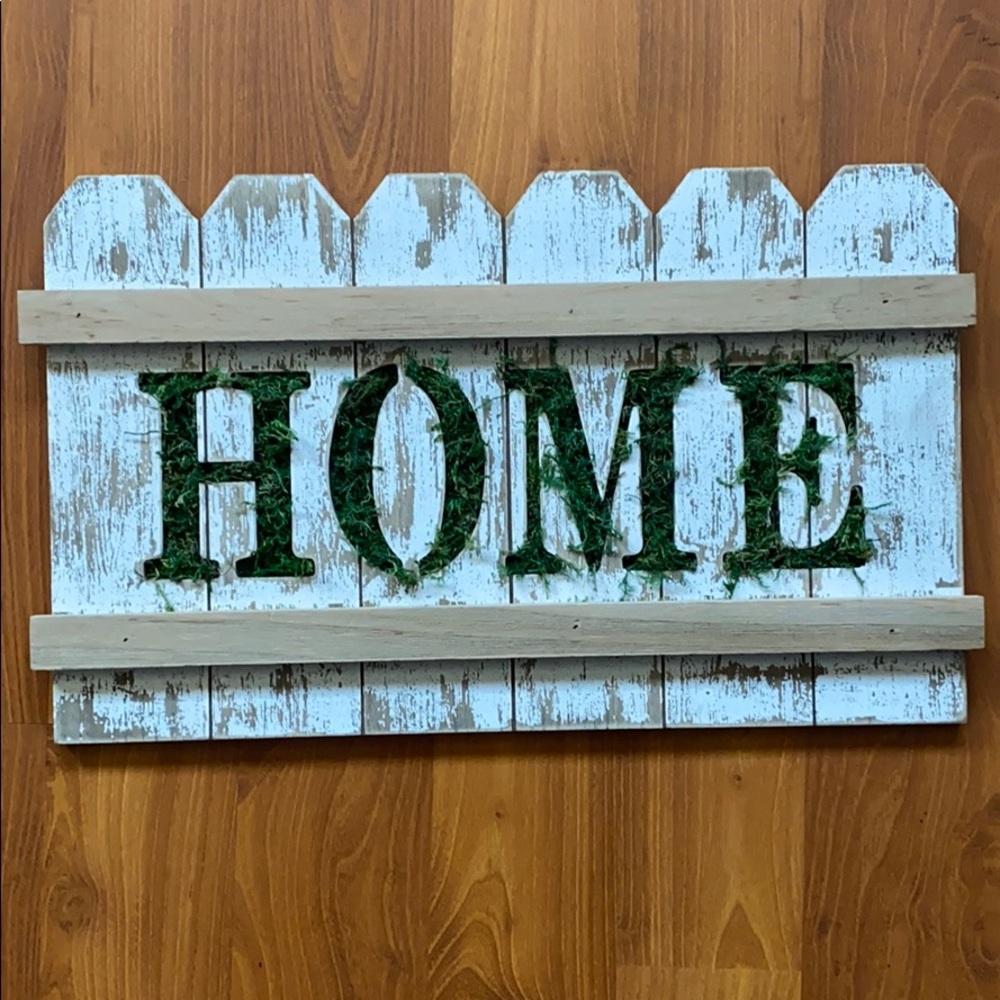 Distressed White Picket Fence Home Sign